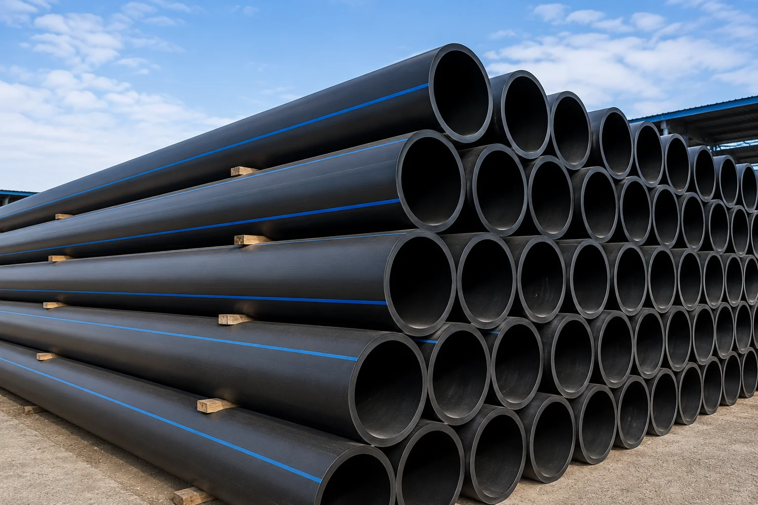 Tumpukan pipa air HDPE ALVApipe untuk proyek