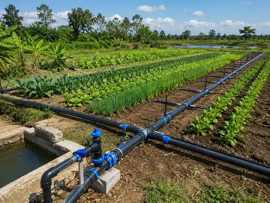 Sistem irigasi pertanian menggunakan pipa HDPE