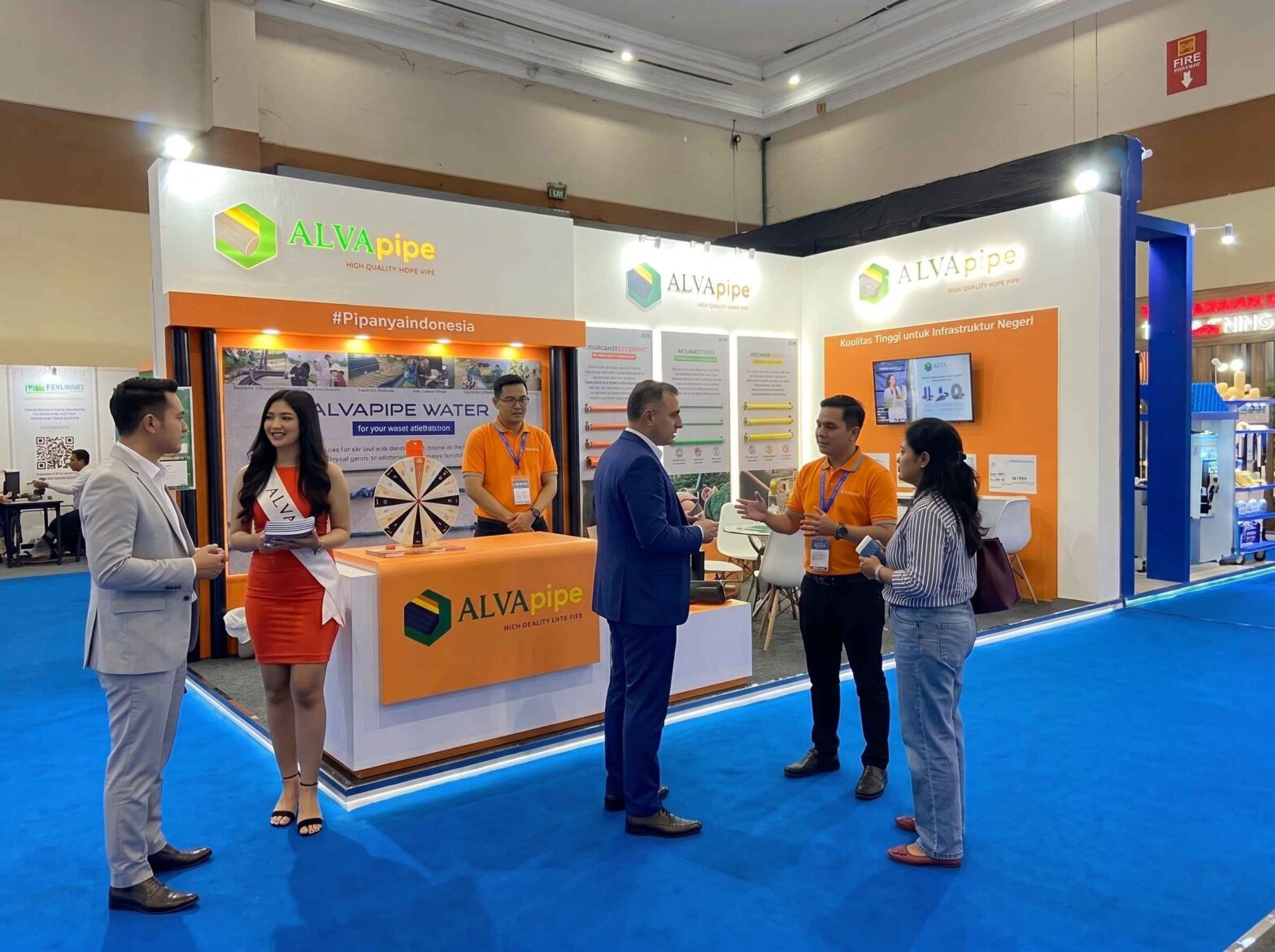 Booth ALVApipe Water Indonesia 2026 di JIExpo Kemayoran dengan solusi pipa HDPE, PPR, telekomunikasi, dan gas.