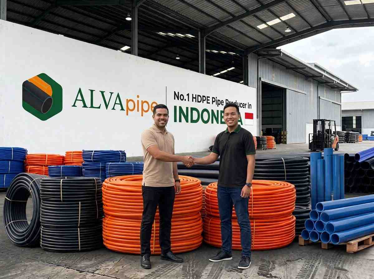 Stok pipa HDPE ALVApipe siap dikirim dari gudang pabrik Tangerang untuk mendukung program kemitraan dropshipper dan distributor.