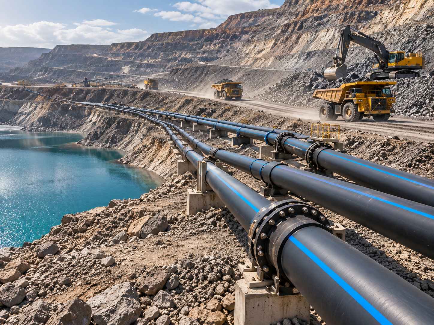 ALVApipe HDPE pipes recommended for water distribution networks in mining areas.