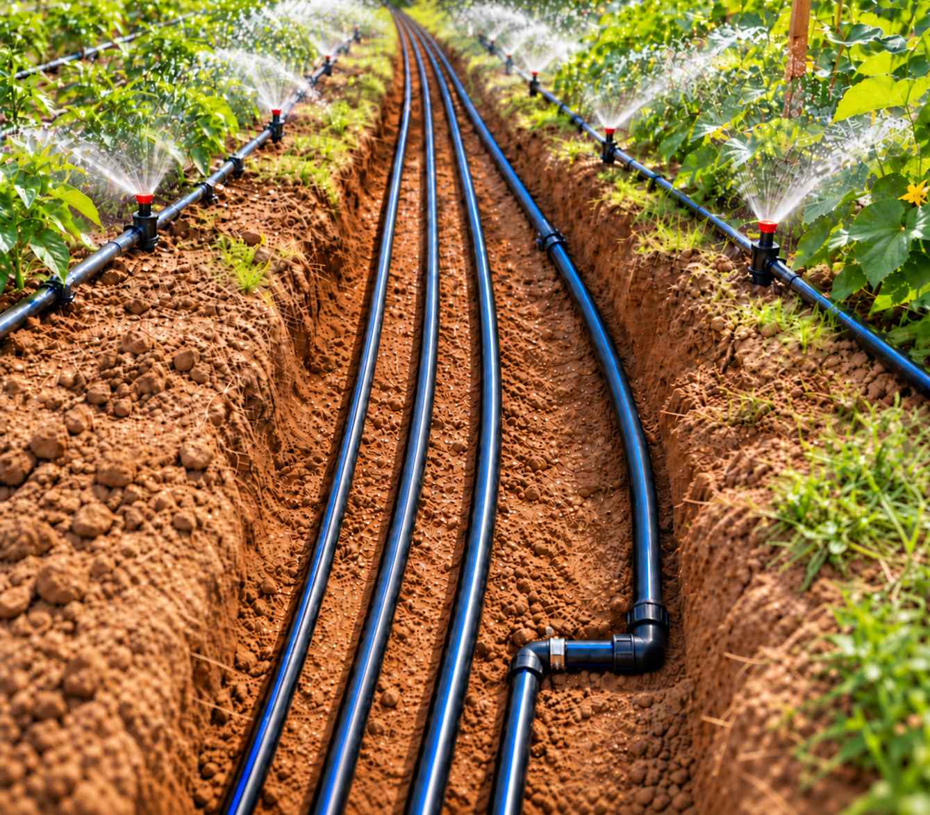 Pipa HDPE ALVApipe water untuk mengalirkan air ke area perkebunan.
