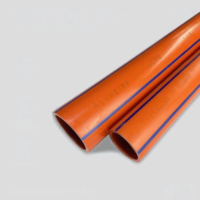 Orange ALVApipe HDPE Sub-Duct Pipe with Blue Stripe for Fiber Optic Networks