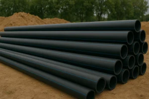 Stok pipa HDPE ALVApipe hitam garis biru siap kirim, minimalisir dampak lead time terhadap keuntungan toko.