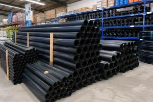 HDPE pipe stock in a store