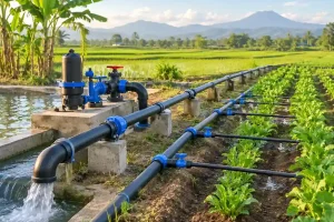 HDPE water pipe system for agricultural irrigation