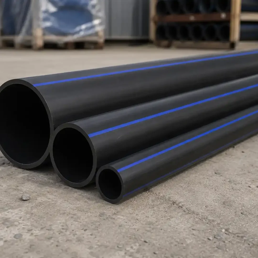 Pipa HDPE berjejer dengan ukuran berbeda