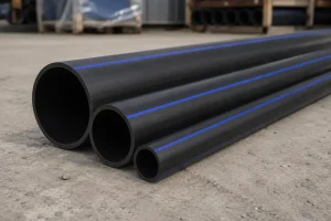 HDPE pipes arranged with different sizes