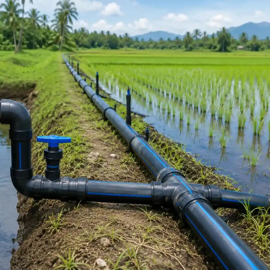 Pipa HDPE untuk sistem irigasi pertanian sawah