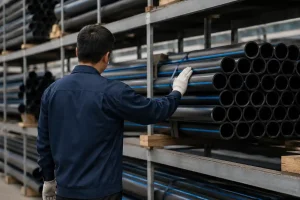 Inspecting HDPE pipe quality