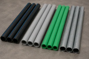 The types of pipe materials include HDPE pipes, PVC pipes, PPR pipes, and iron pipes.