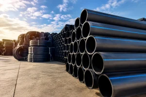 Stacks and coils of ALVApipe HDPE water pipes