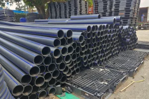 Stack of ALVApipe HDPE pipe stock.